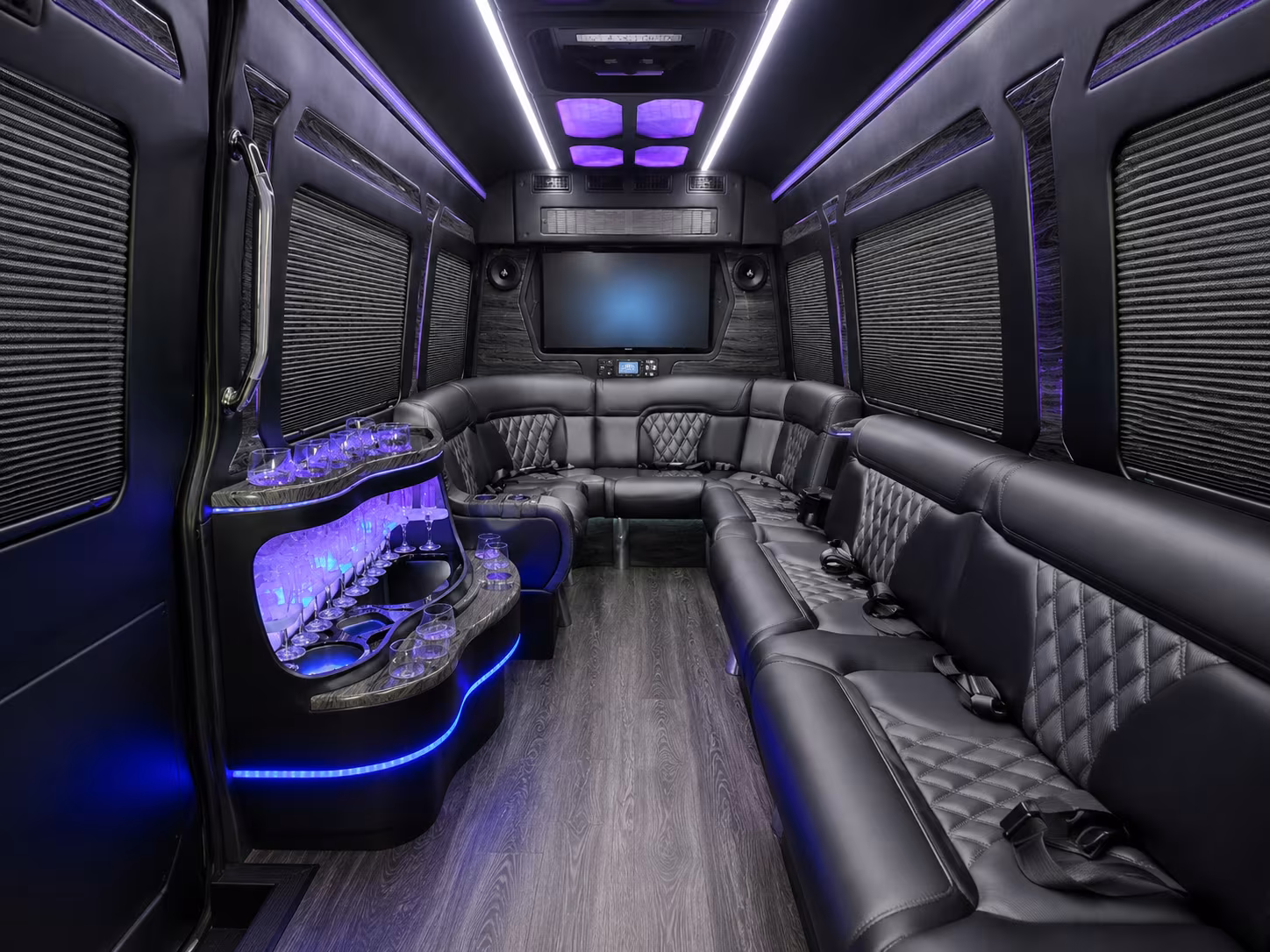 longmont 40 passenger party bus inside